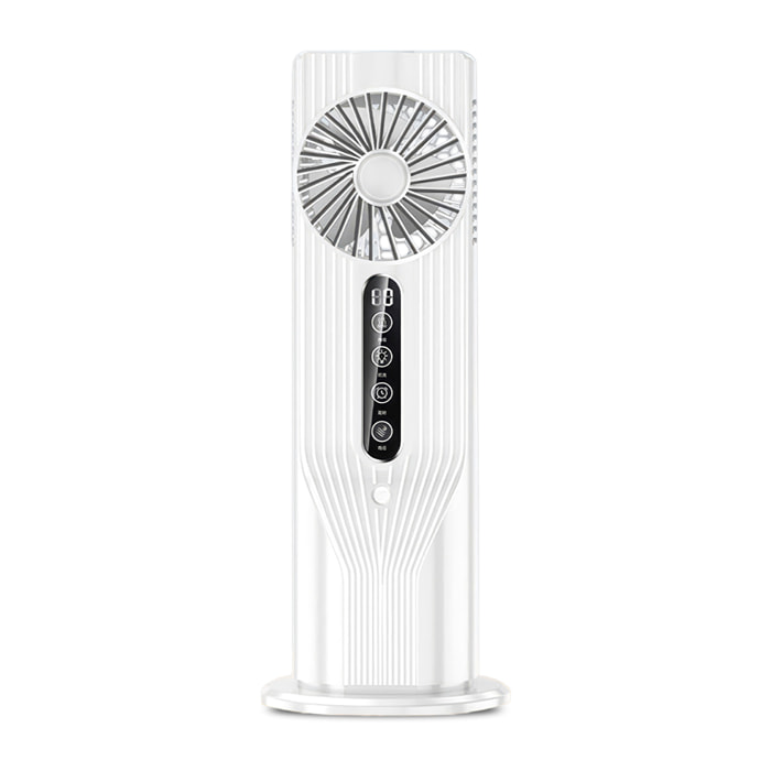 Ventilador de sobremesa BDL-908B. Con función de nebulización, 6 velocidades y temporizador de hasta 9 horas. Depósito de 100 ml y luz ambiental de 7 colores.