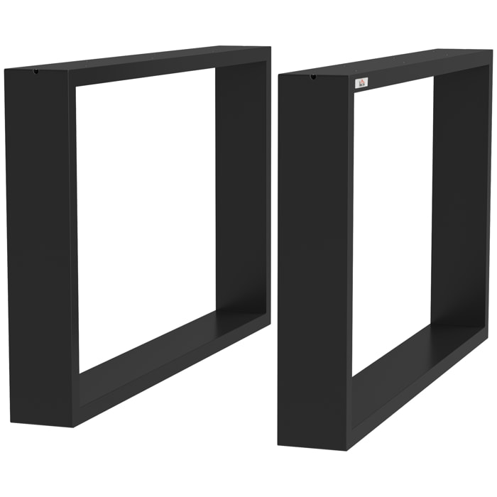 Juego de 2 Patas de Mesa de Acero 70x41 cm Patas Rectangulares de Mesa para Muebles de Bricolaje Estilo Industrial con Tornillos y Protectores de Suelo Negro