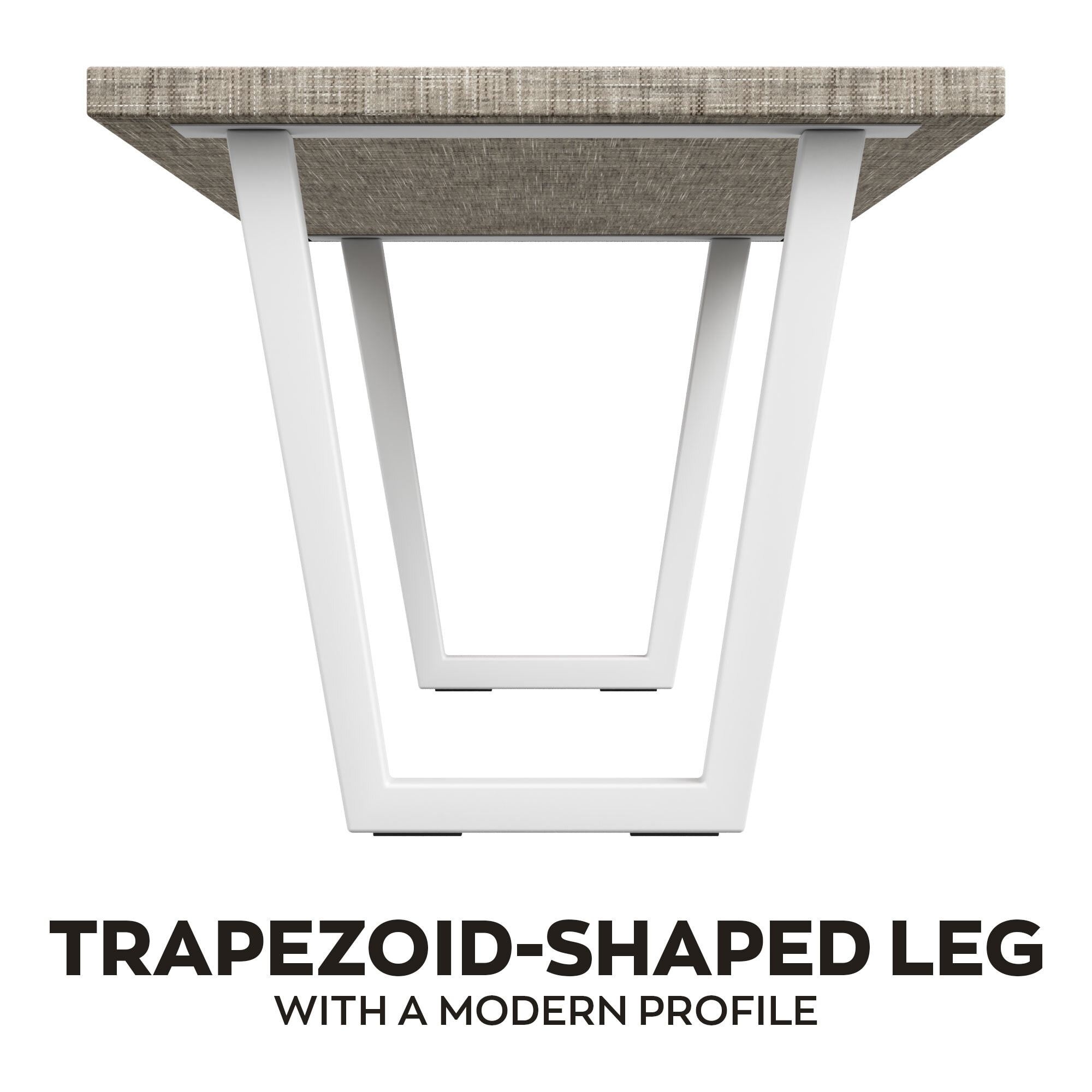 Tavolo da pranzo in legno e metallo con piedi trapezoid bianchi 160x90 cm Grigio Testurizzato