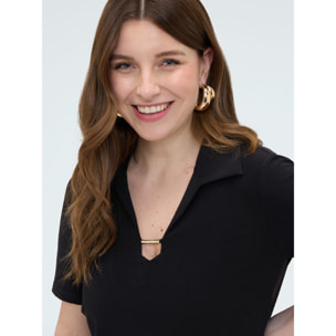 Fiorella Rubino - Camiseta de jersey con detalle en el escote - Negro