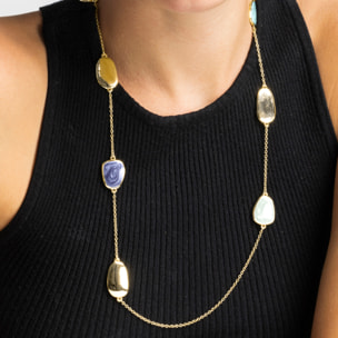 Collar con Lacado Azul acabado oro 18k