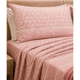 Completo Lenzuola Geo Rosa 100% Cotone e Made in Italy con stampa digitale HD