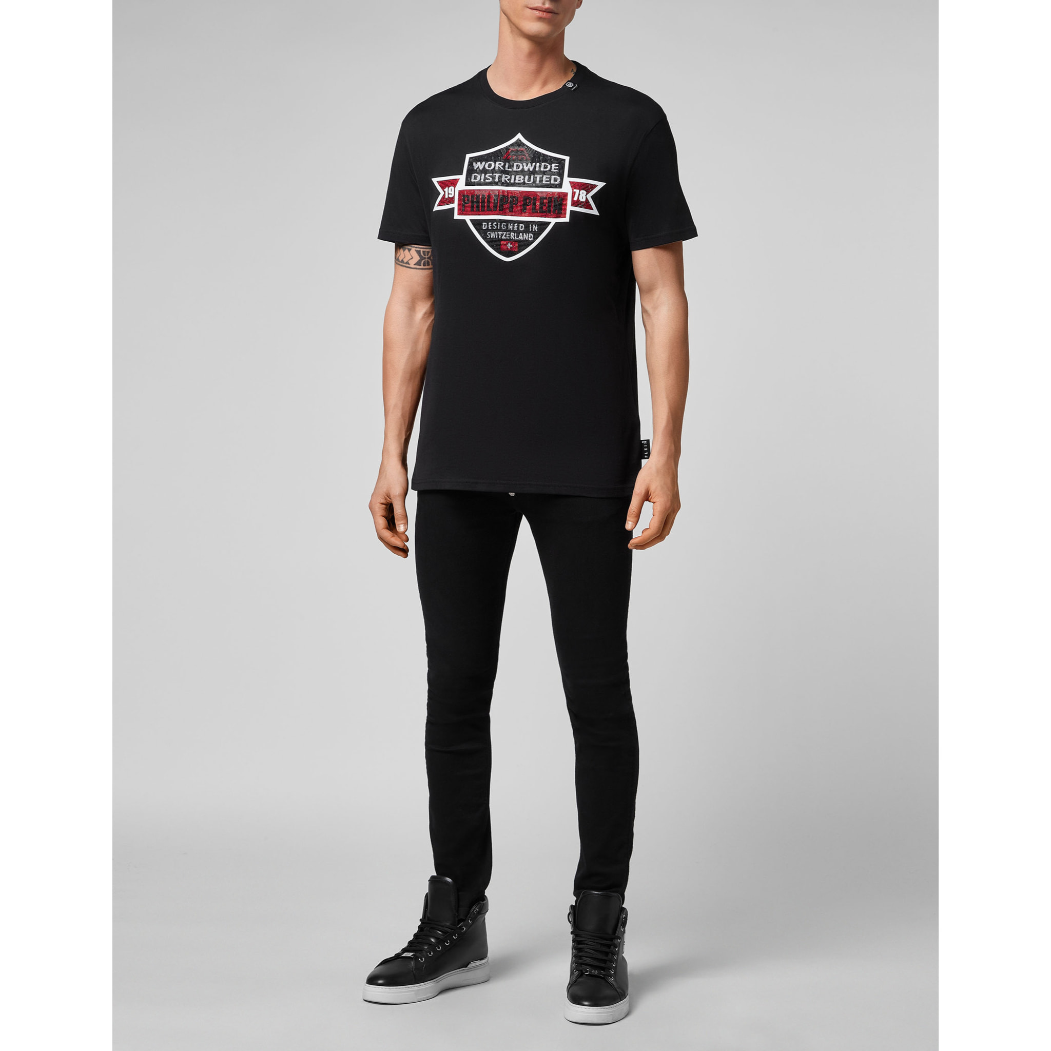 PHILIPP PLEIN Camiseta de cuello redondo y manga corta CREST