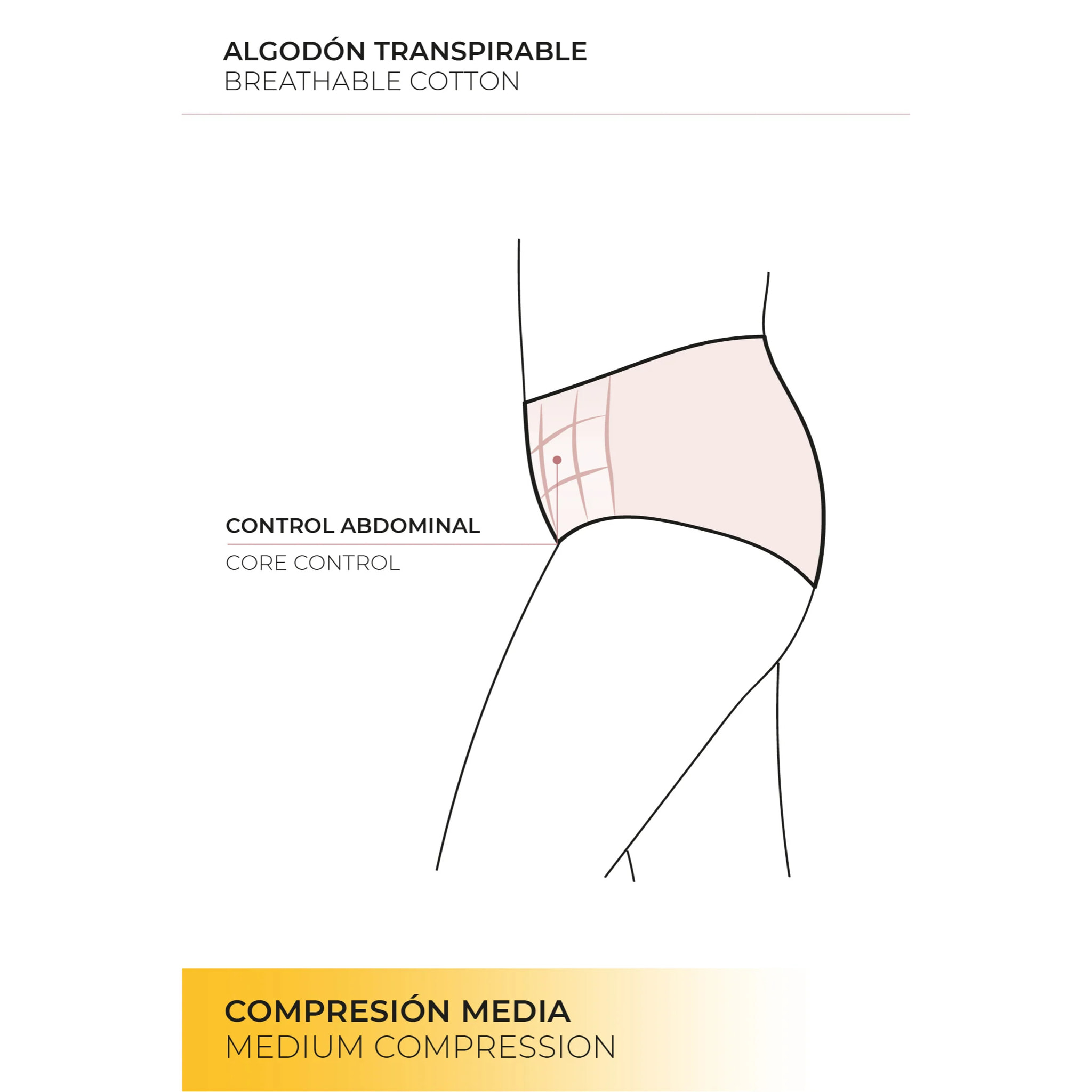 Slip a compressione media in cotone beige con effetto laser riducente