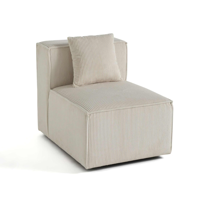 Arty - module d'assise sans accoudoirs - en velours côtelé - Beige