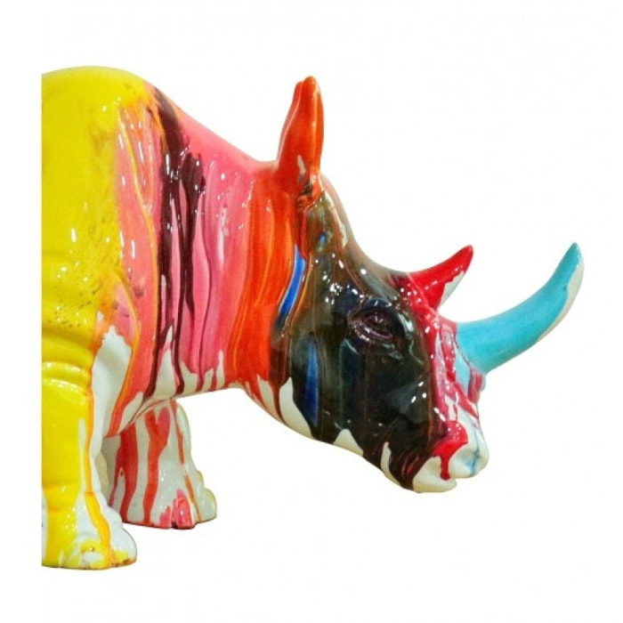 Statuette rhinocéros multicolore en résine H24cm - RHINO PEPS