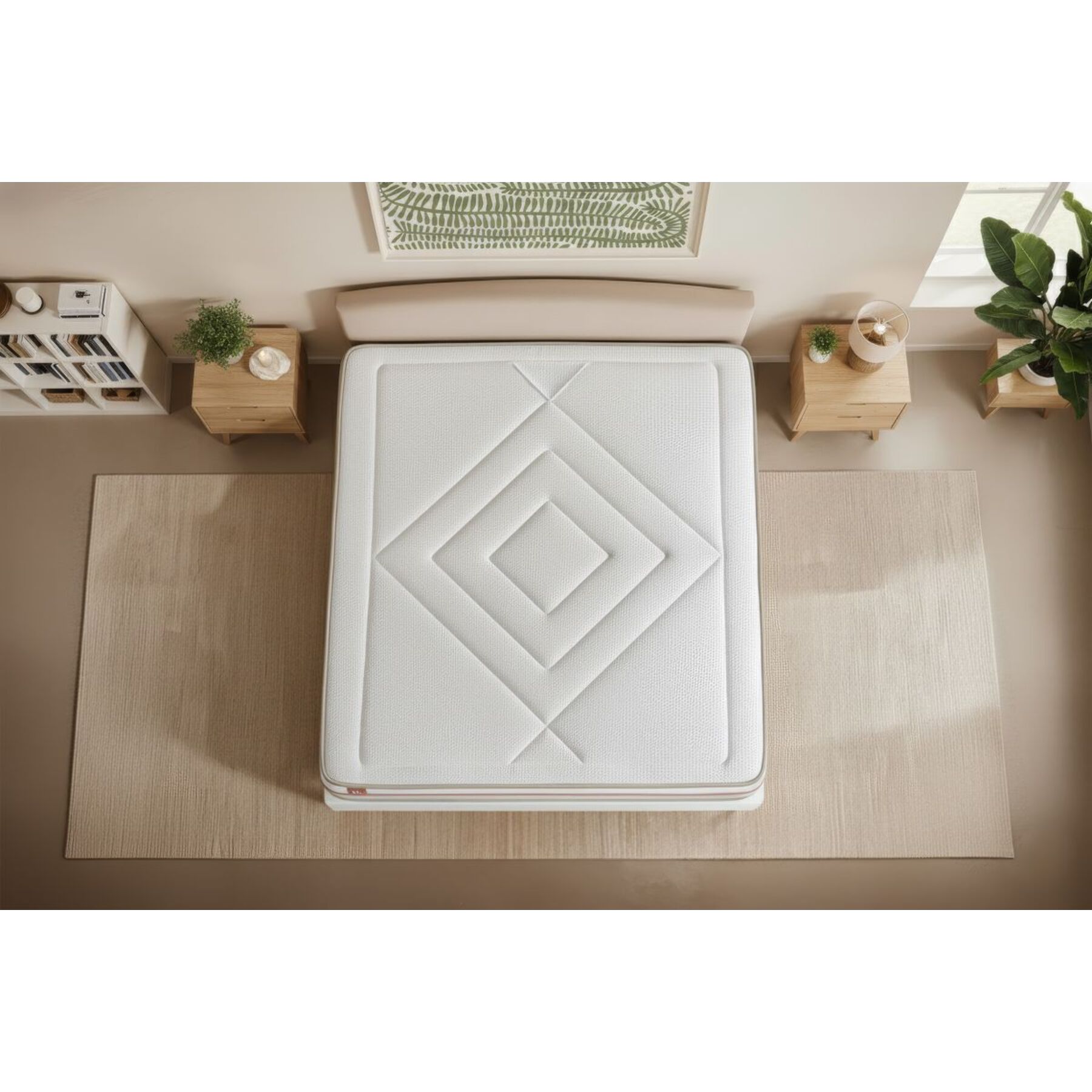 Ensemble Matelas Le Paisible - 24cm - Mémoire de forme - Matériaux éco-responsable - Sommier Tapissier Beige