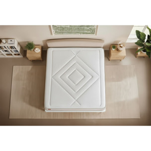 Ensemble Matelas Le Paisible - 24cm - Mémoire de forme - Matériaux éco-responsable - Sommier Tapissier Beige
