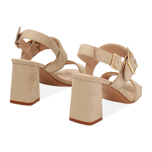 Sandalias beige con tacón de 7,5 cm