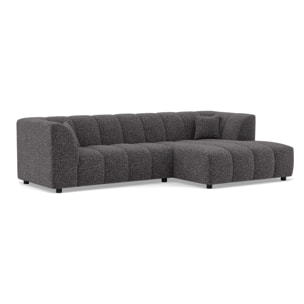 Curtis - canapé d'angle droit 4 places avec accoudoir en tissu texturé - Gris foncé