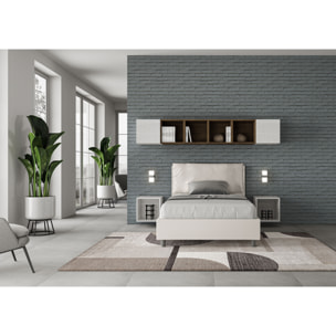 Letto una piazza e mezza contenitore imbottito 120x210 similpelle bianco Antea Large