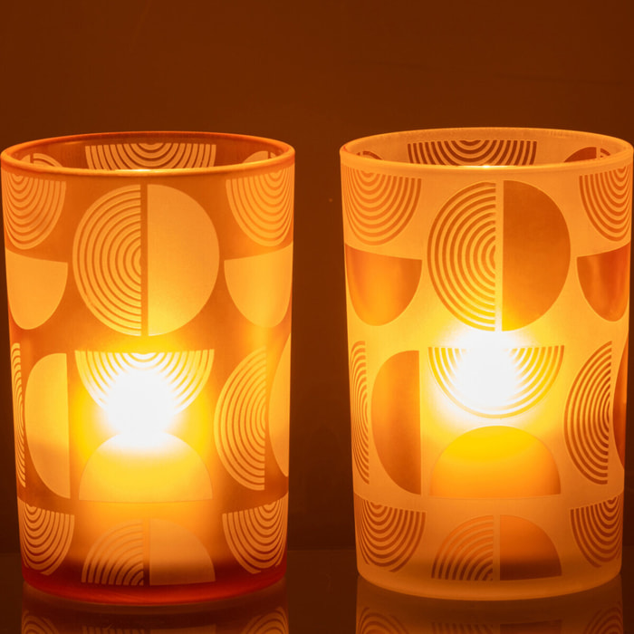J-Line photophore Demi Cercles - verre - orange - large - 2 pcs