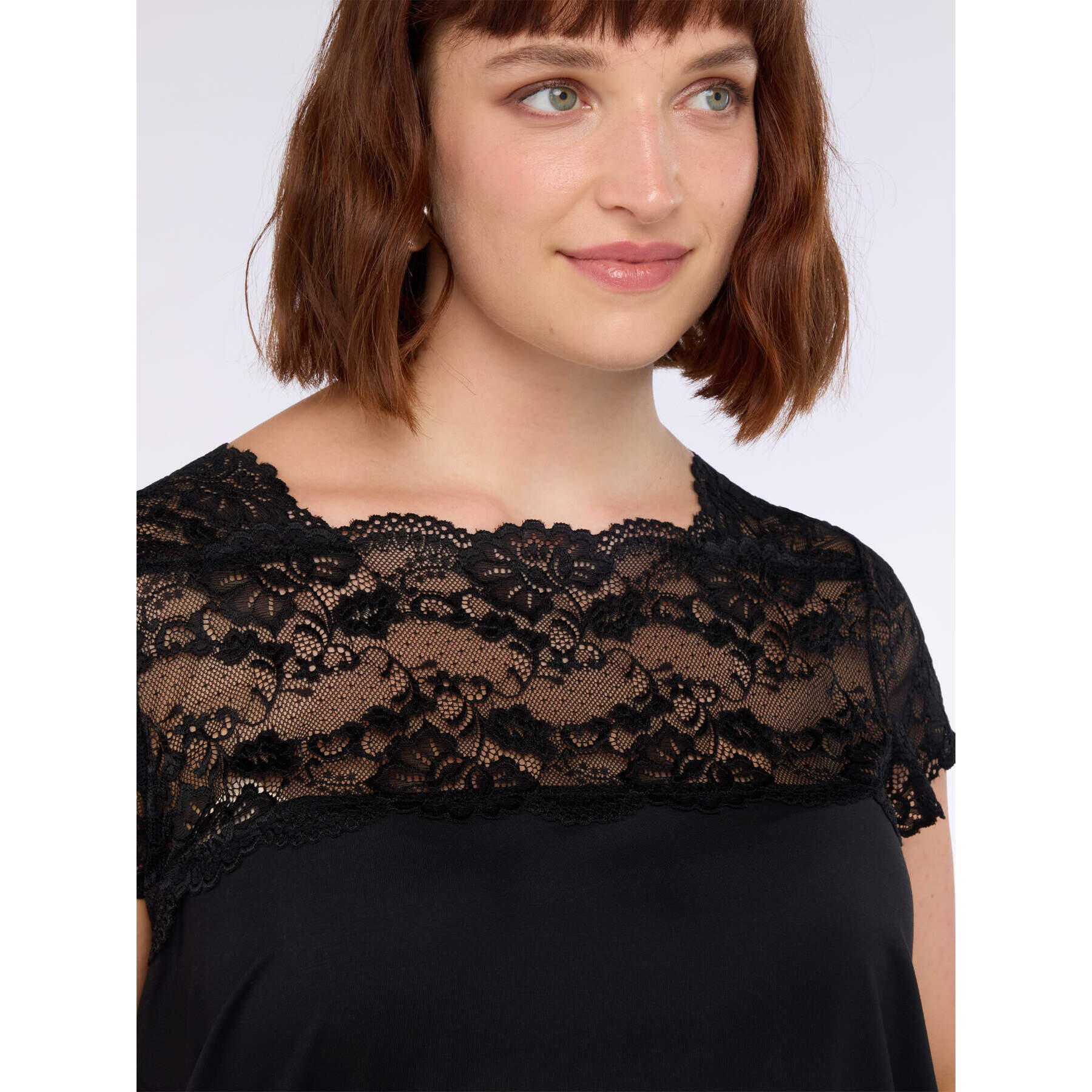 Fiorella Rubino - Camiseta de punto con inserto de encaje - Negro