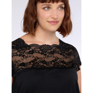 Fiorella Rubino - Camiseta de punto con inserto de encaje - Negro