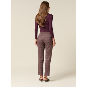 Oltre - Pantaloni check - Bordeaux