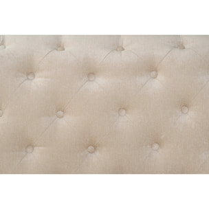 Lit 2 places 160x200 cm en tissu velours beige capitonné RILEY