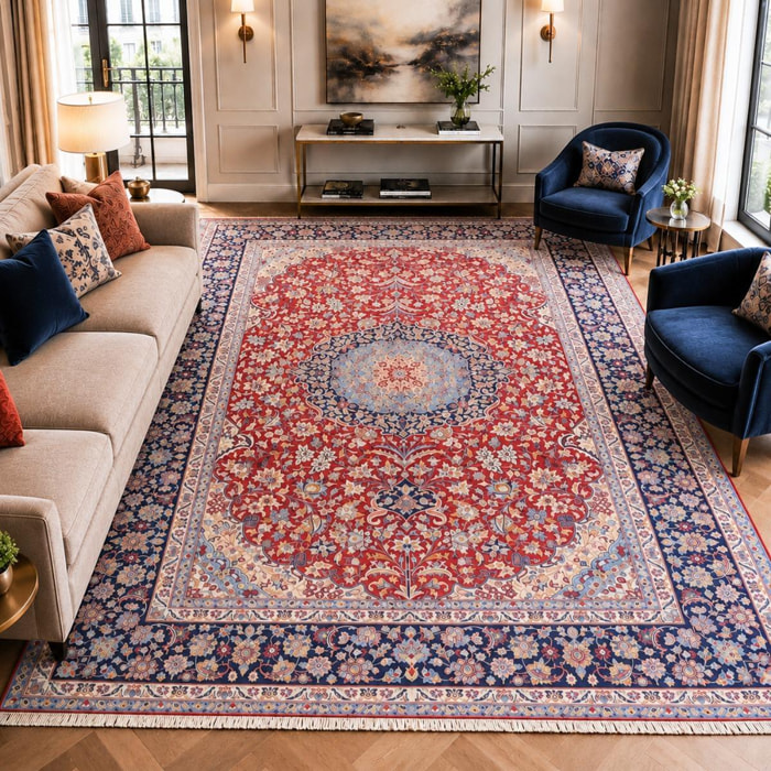 Tapis d'orient au motif oriental, noué main, BABIR