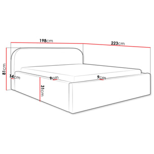 Orane - lit coffre - 180x200 cm - en tissu bouclette - Blanc