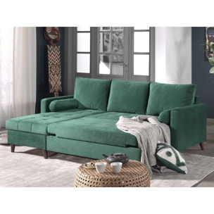 POLAR - Canapé d'angle réversible convertible - en velours au design scandinave - 4 places - Vert