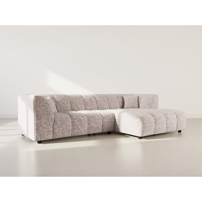 Curtis - canapé d'angle droit 4 places avec accoudoir en tissu texturé - Taupe