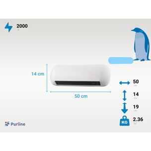 Calefactor Split ceramico de pared 2000 W con mando a distancia HOTI M55 PURLINE