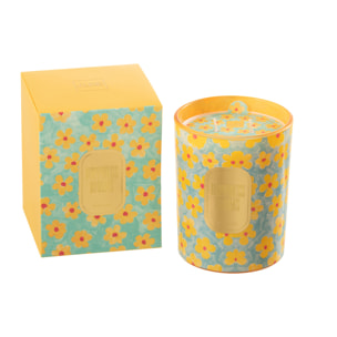 J-Line bougie parfumée Hapiness Blooms - Ylang Ylang - azur/jaune - large - 70H