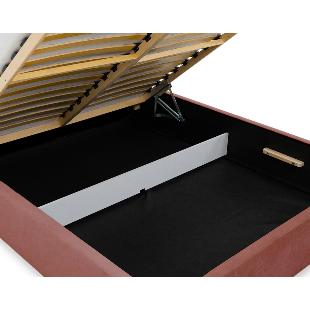 John - lit coffre - 160x200 cm - en velours - sommier inclus - Terracotta