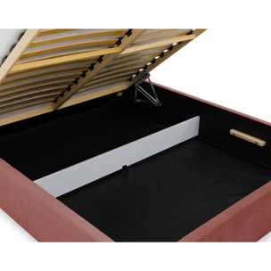John - lit coffre - 160x200 cm - en velours - sommier inclus - Terracotta