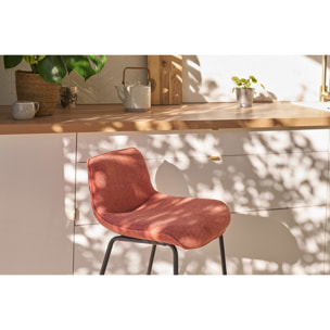 Tabourets de bar en tissu effet velours texturé terracotta et métal H65 cm (lot de 2) BOOST