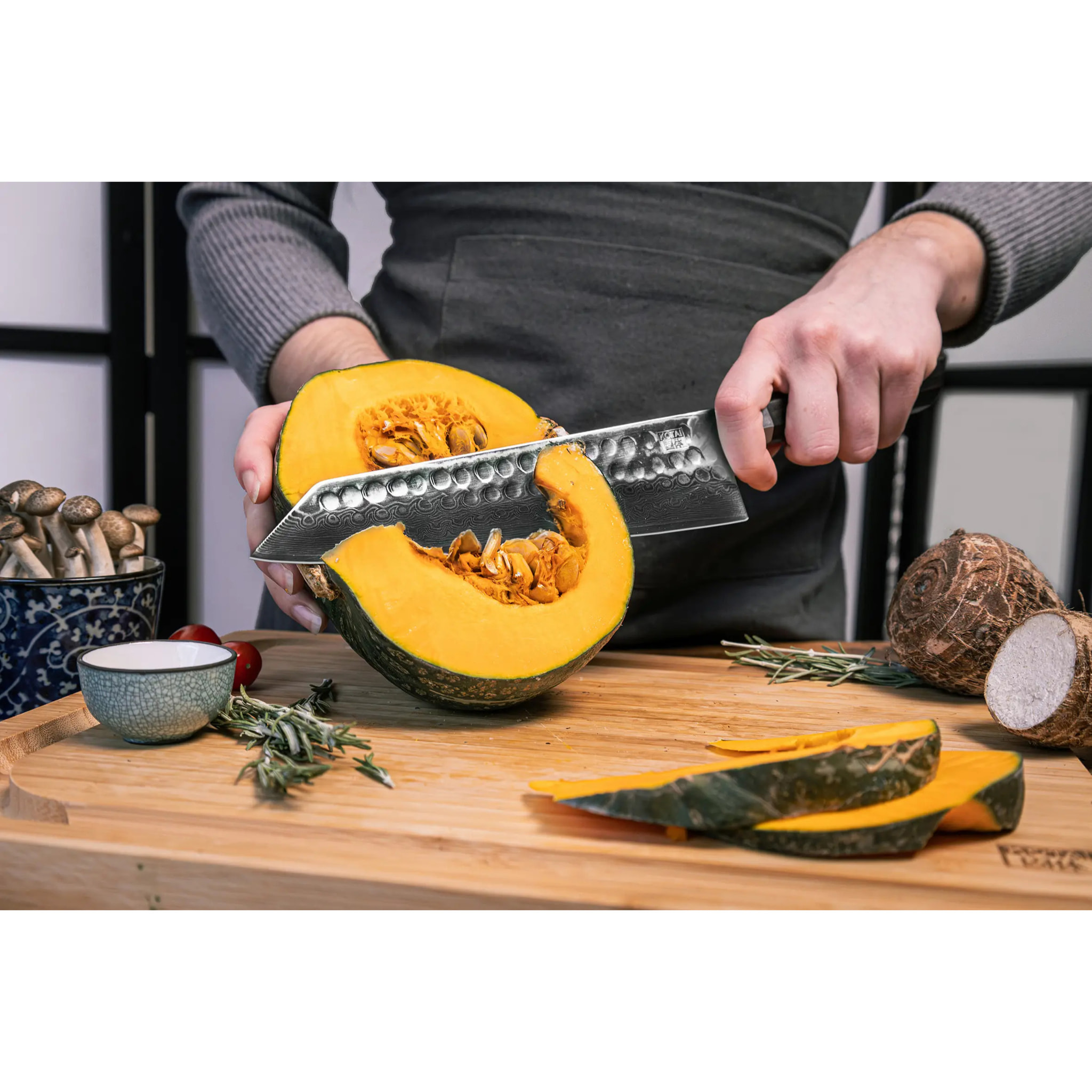 Couteau de Chef Kiritsuke | Lame 210 mm | Acier Inoxydable Japonais Damas