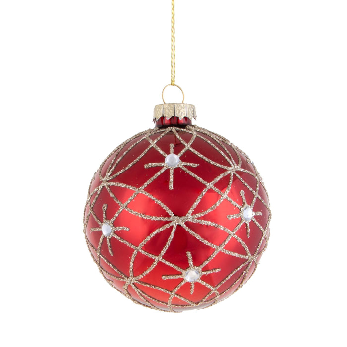 Sfera con decori e diamanti - Pezzi 18 - ROSSO - Bianchi Dino SpA