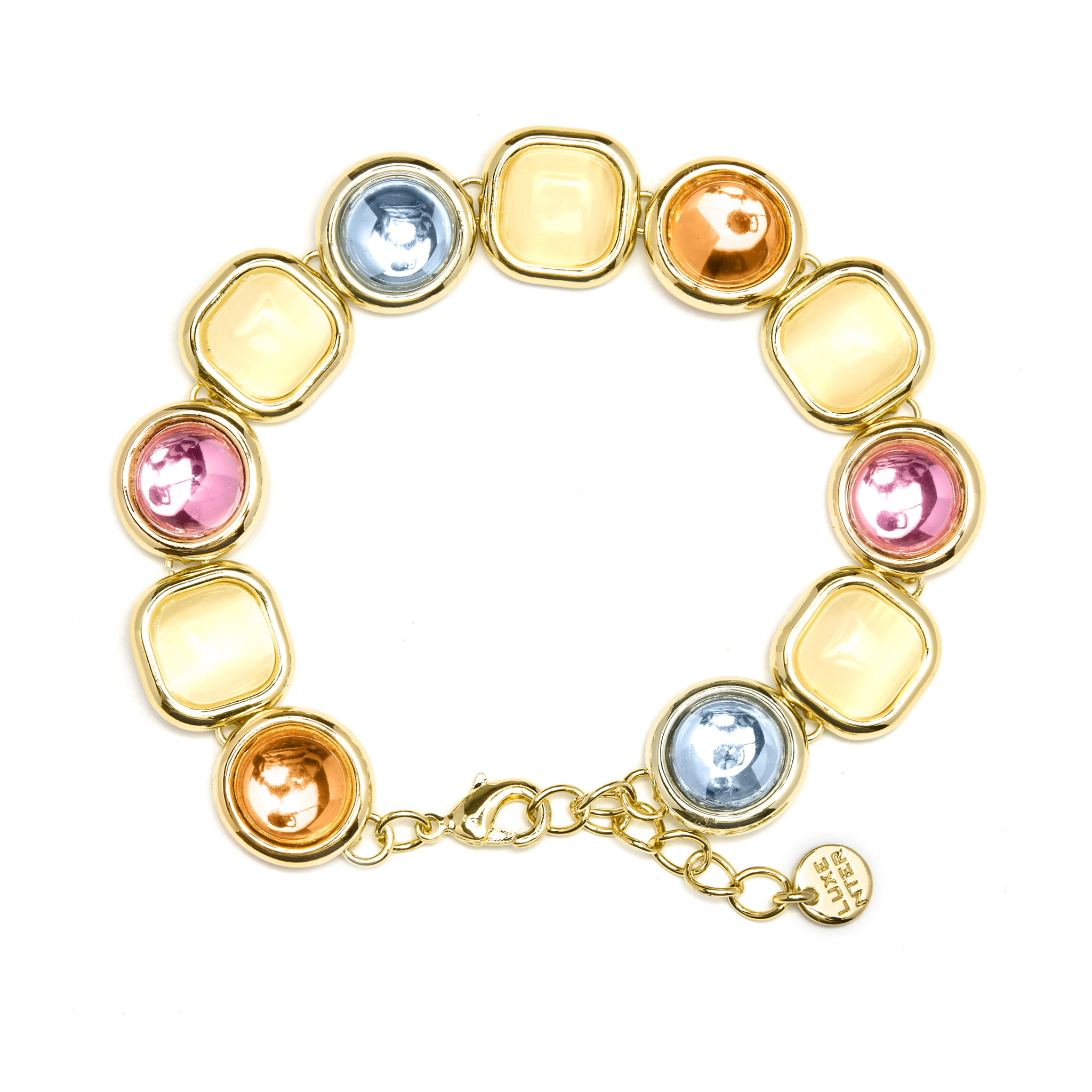 Pulsera de Cristal Multicolor acabada en oro amarillo de 18K