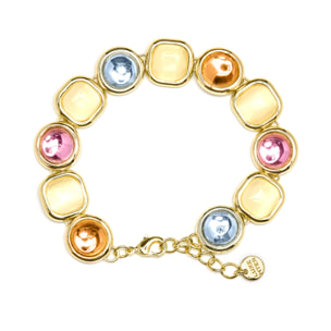 Pulsera de Cristal Multicolor acabada en oro amarillo de 18K