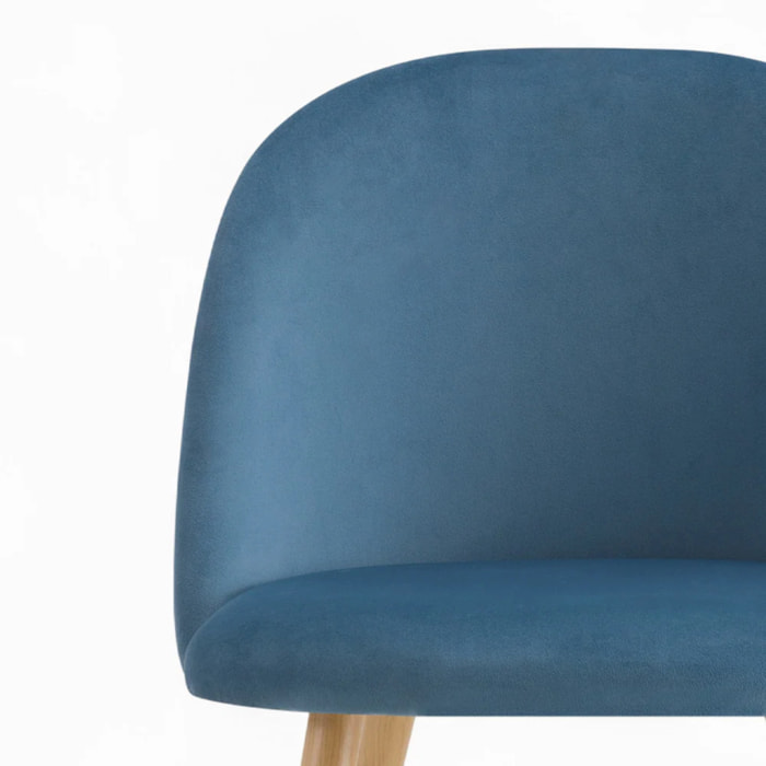 Pack 4 chaises en velours bleu foncé et bleu - Cozy