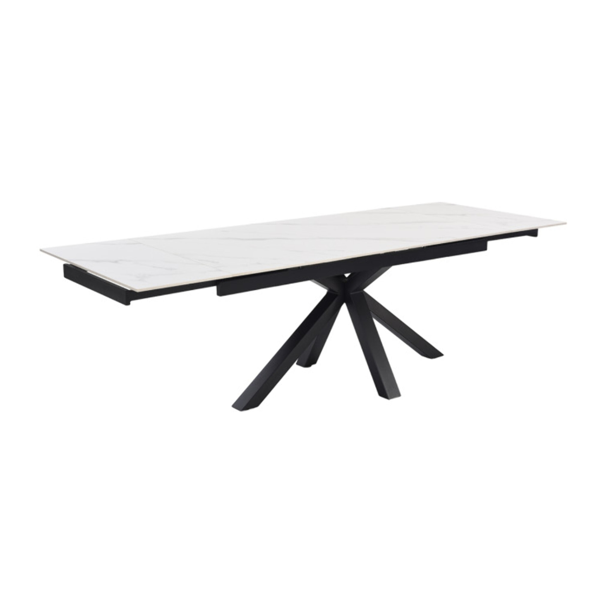 Table extensible céramique blanc marbré 180/260cm - 8 piètements - UNIK