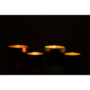 J-Line bougeoir Quadrillé - verre - rouge/vert - large - 2 pièces