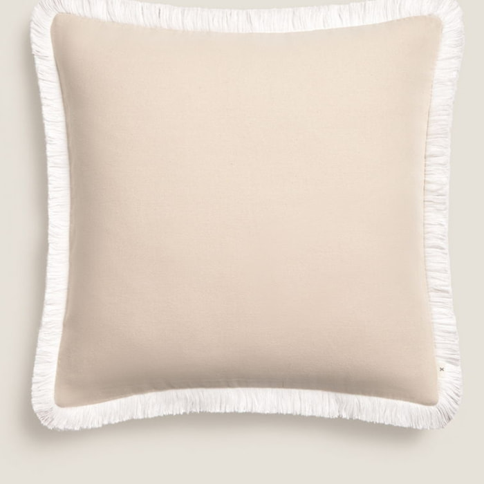 Funda de cojín algodón flecos Afculac color gris piedra 100% Algodón
