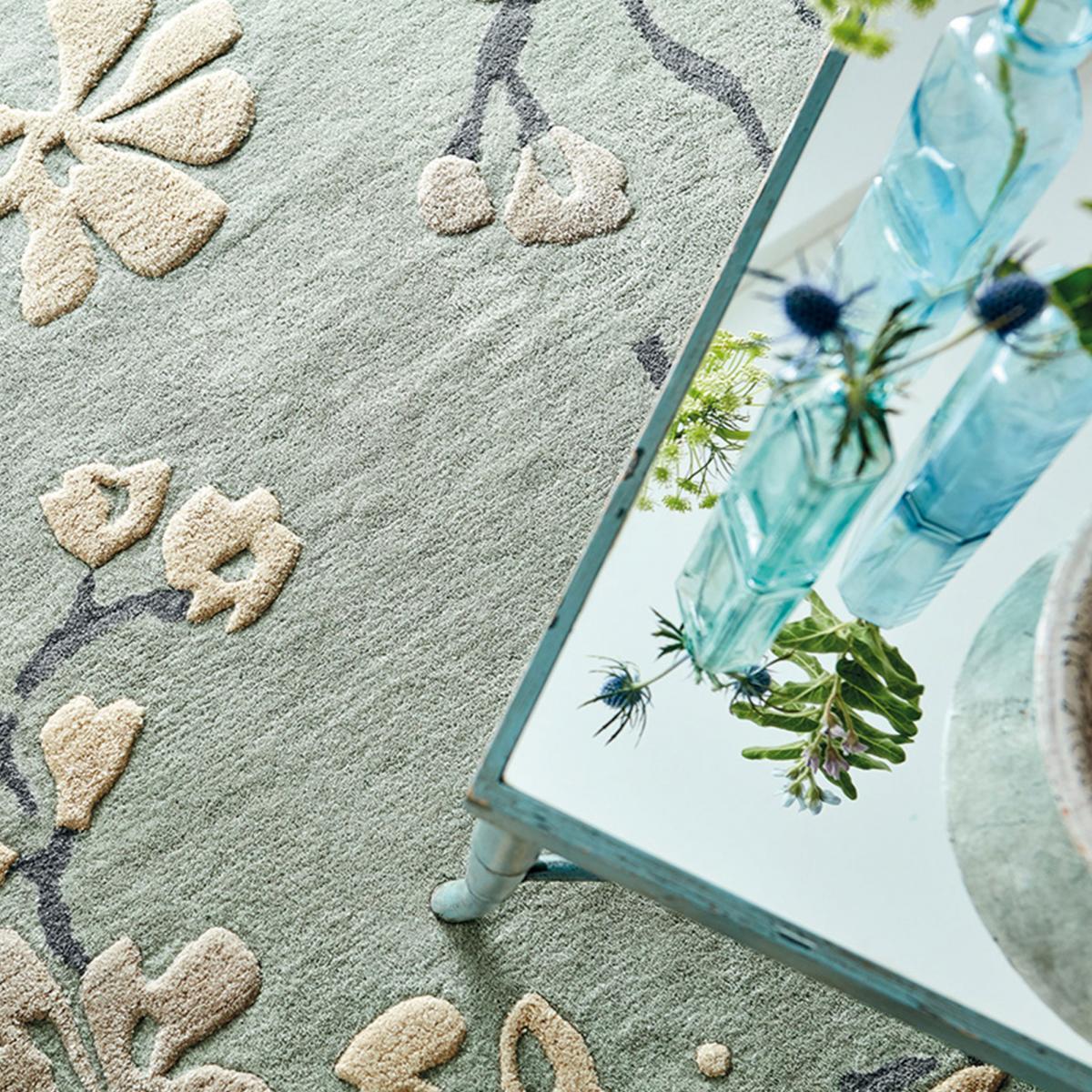 Tapis salon et chambre fait à la main en laine motif floral XEIL