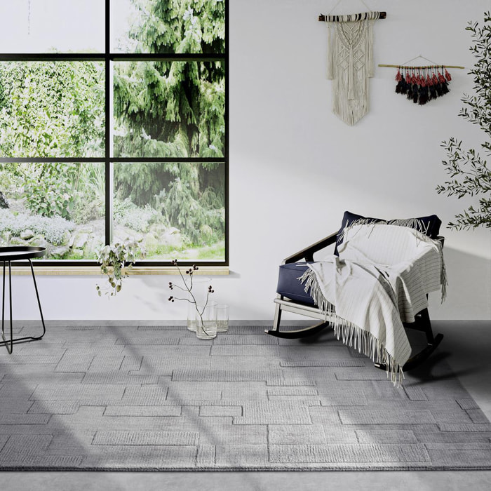 Tapis salon, motif géométrique authentique, piena, tissé main