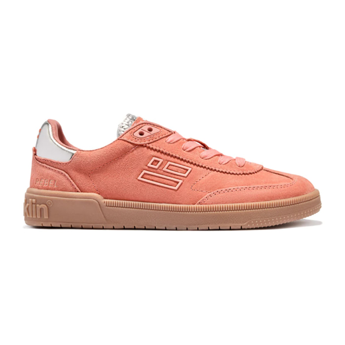 Zapatillas Bajas de Mujer Rebel Suede Coral / Plata Met