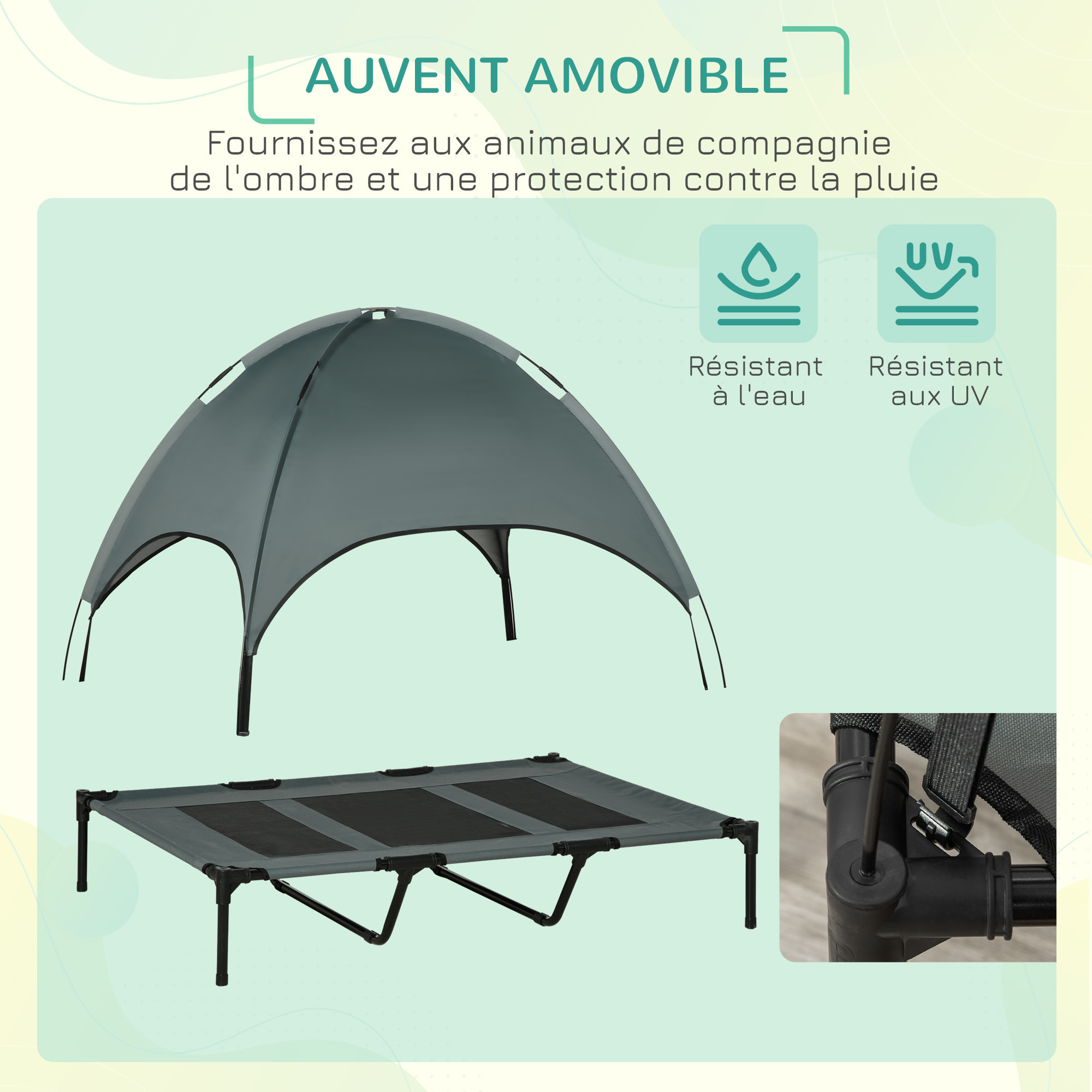 Lit XXL pour chien chat sur pied + parasol + sac de transport