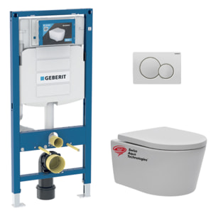 Pack WC bati-support Geberit + Cuvette Swiss Aqua Technologies + abattant SoftClose + Plaque  (GEBSATRIMLESS-B)