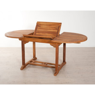 HANNA - Table de jardin 4/6 personnes - ovale extensible 120/180 x 90 cm en bois Teck huilé