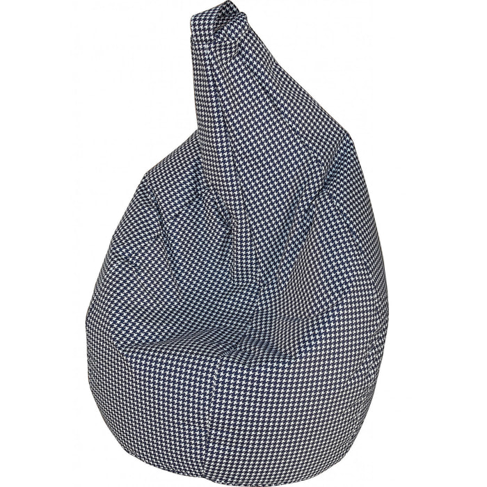Pouf Maristella, Poltrona multiuso, Poltroncina sacco, Pouf poggiapiedi, Made in Italy, 80x80 h120 cm, Nero e Bianco, Pied de poule piccolo
