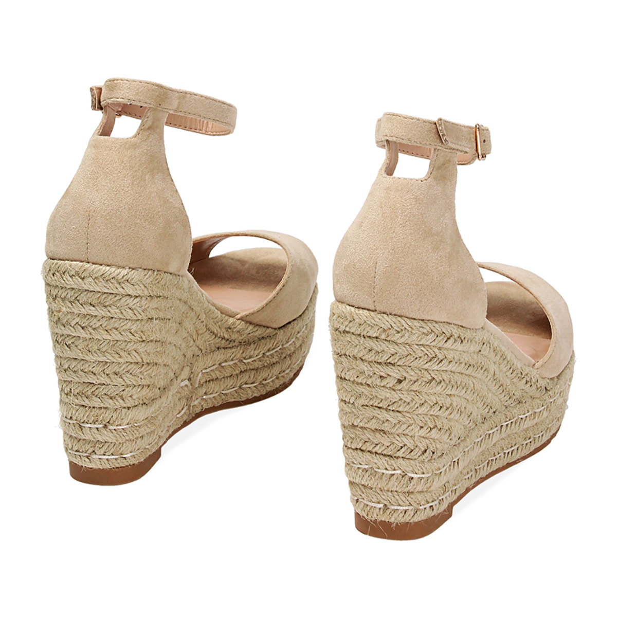 Zeppe donna beige in microfibra