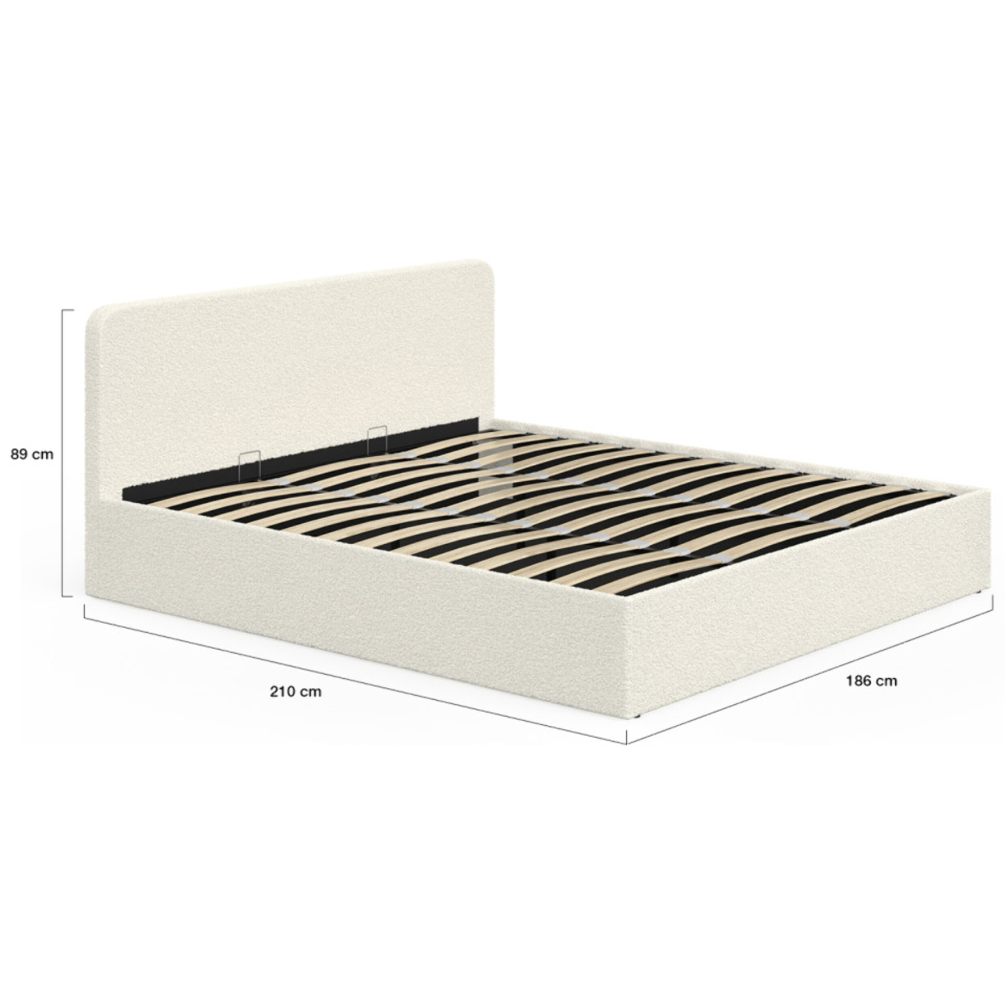 Lit coffre Louise 180x200cm tissu bouclette