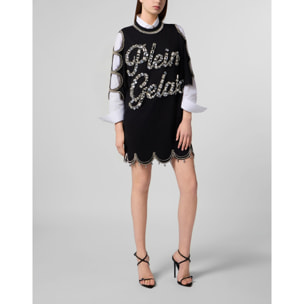 PHILIPP PLEIN Mini T-Shirt Dress Crystal Waves