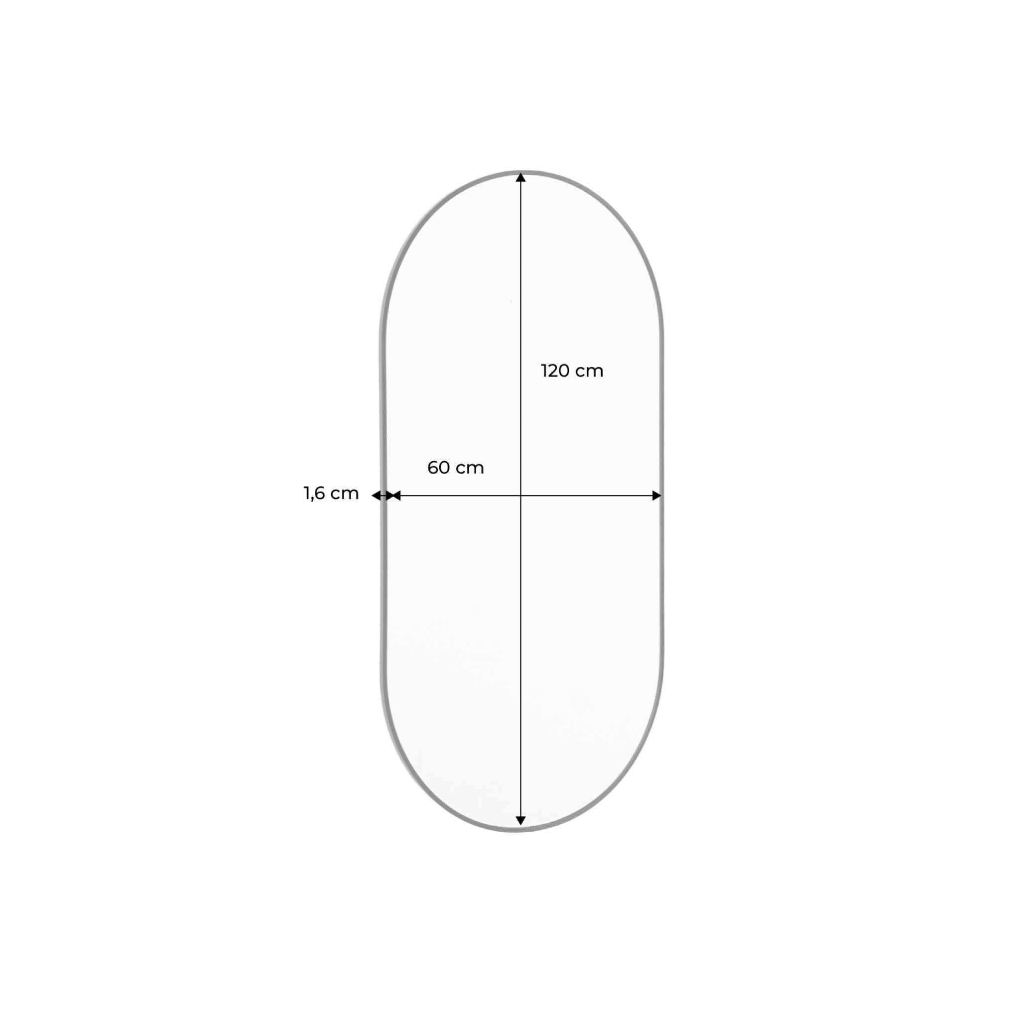 Miroir ovale aluminium 60 x 120 x 1.6 cm noir - Ashley