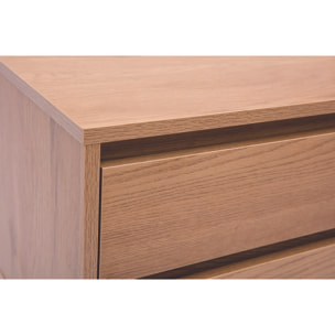 Table de chevet avec rangements 2 tiroirs finition bois clair chêne ARAGON