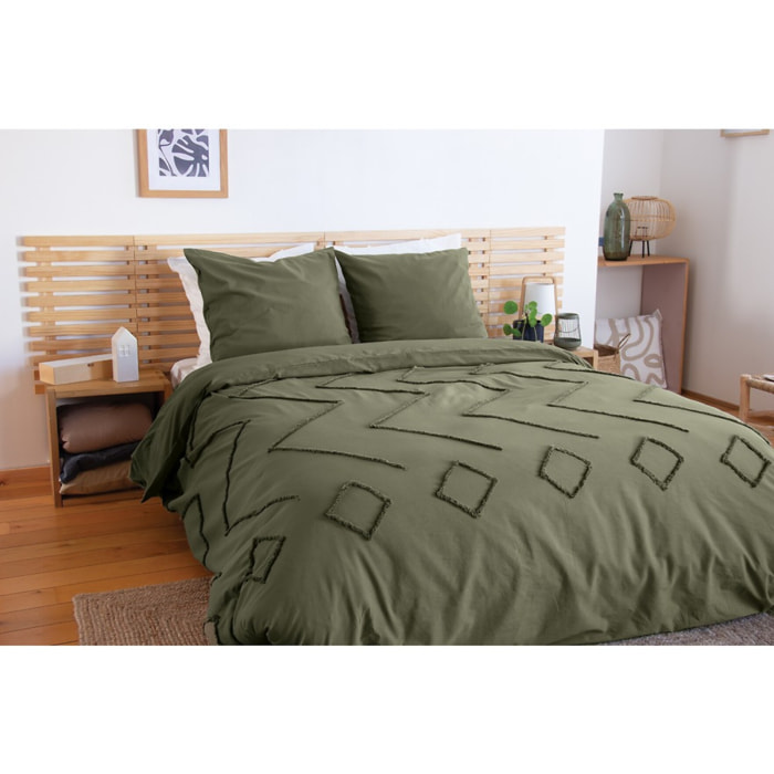 Parure housse de couette coton vert